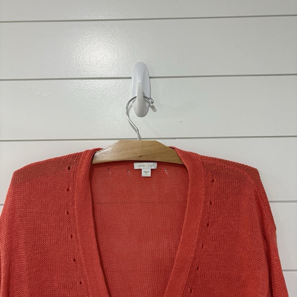 J. Jill | Cardigan Sweater Linen Coral Short Sleeve Summer Preppy- Size Small - Picture 2 of 8